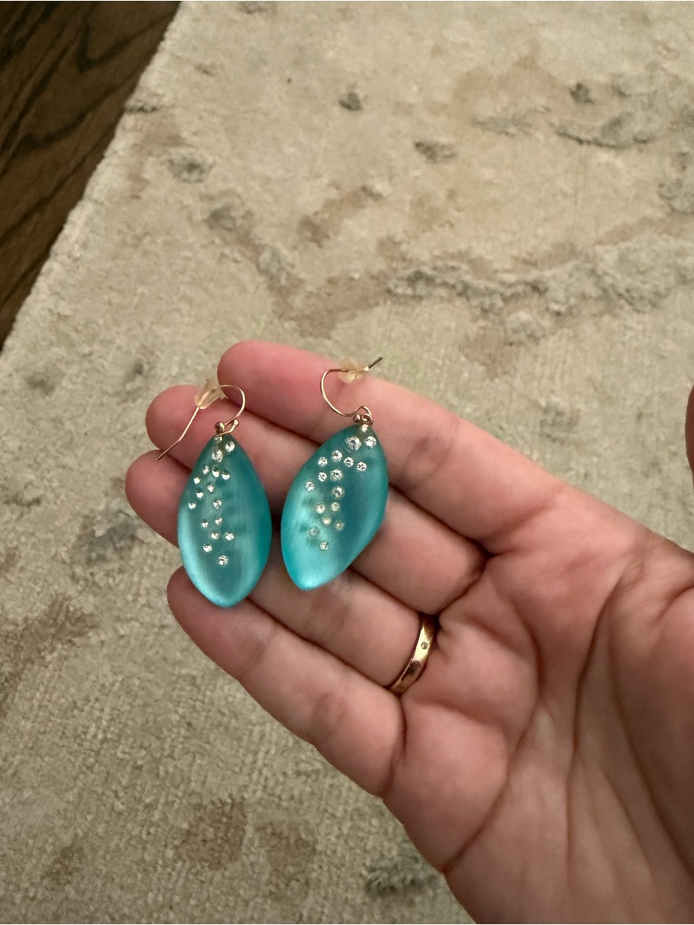 Alexis Bittar lucite crystal aqua / teal blue drop earrings - 100% authentic
